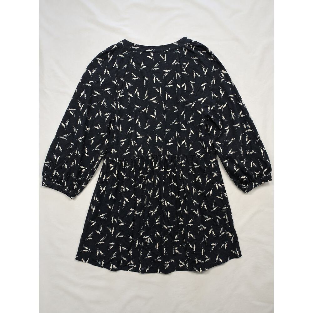 Maeve by Anthropologie Black Ivory Floral Leaf Print Cotton Tunic Blouse Large - Picture 3 of 7